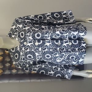 Flax 100% Linen Collarless Button Down Shirt Jacket SzS